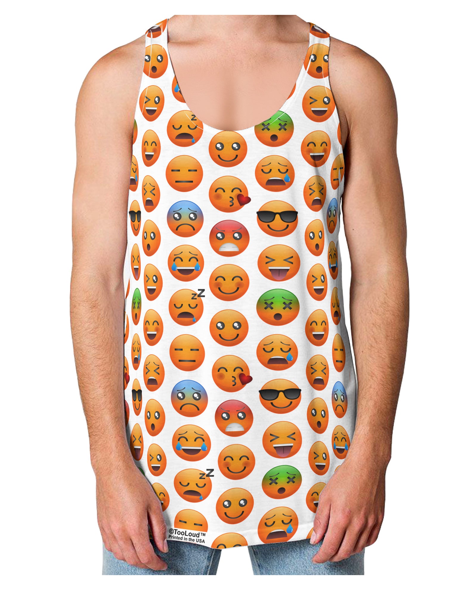 Lots Of Emojis AOP Loose Tank Top Single Side All Over Print-Loose Tank Top-TooLoud-White-Small-Davson Sales