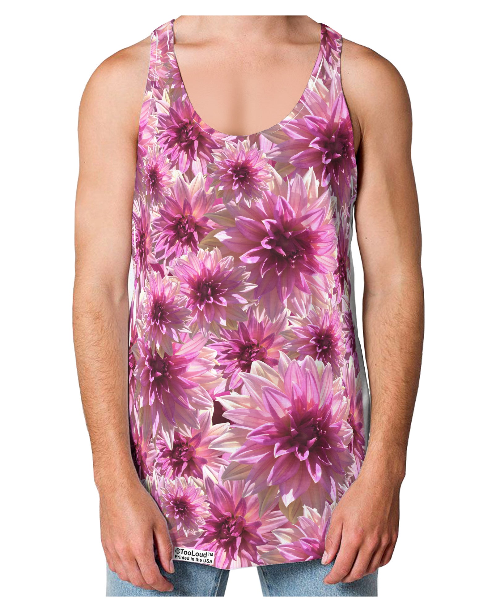 Pink Flowers Loose Tank Top Single Side All Over Print-Loose Tank Top-TooLoud-White-Small-Davson Sales