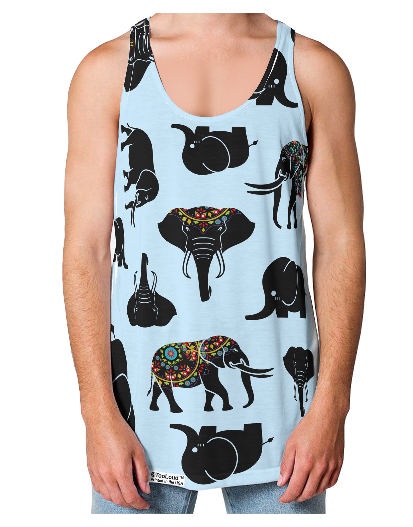 Mixed Elephants AOP Loose Tank Top Single Side All Over Print-Loose Tank Top-TooLoud-White-Small-Davson Sales