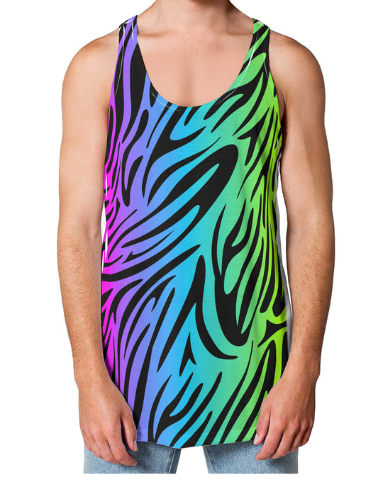 Rainbow Zebra Print Loose Tank Top Single Side All Over Print-Loose Tank Top-TooLoud-White-Small-Davson Sales