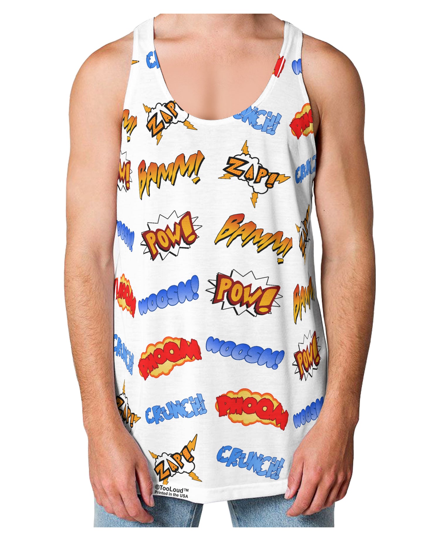 Onomatopoeia All Over Print Loose Tank Top Single Side All Over Print-Loose Tank Top-TooLoud-White-Small-Davson Sales
