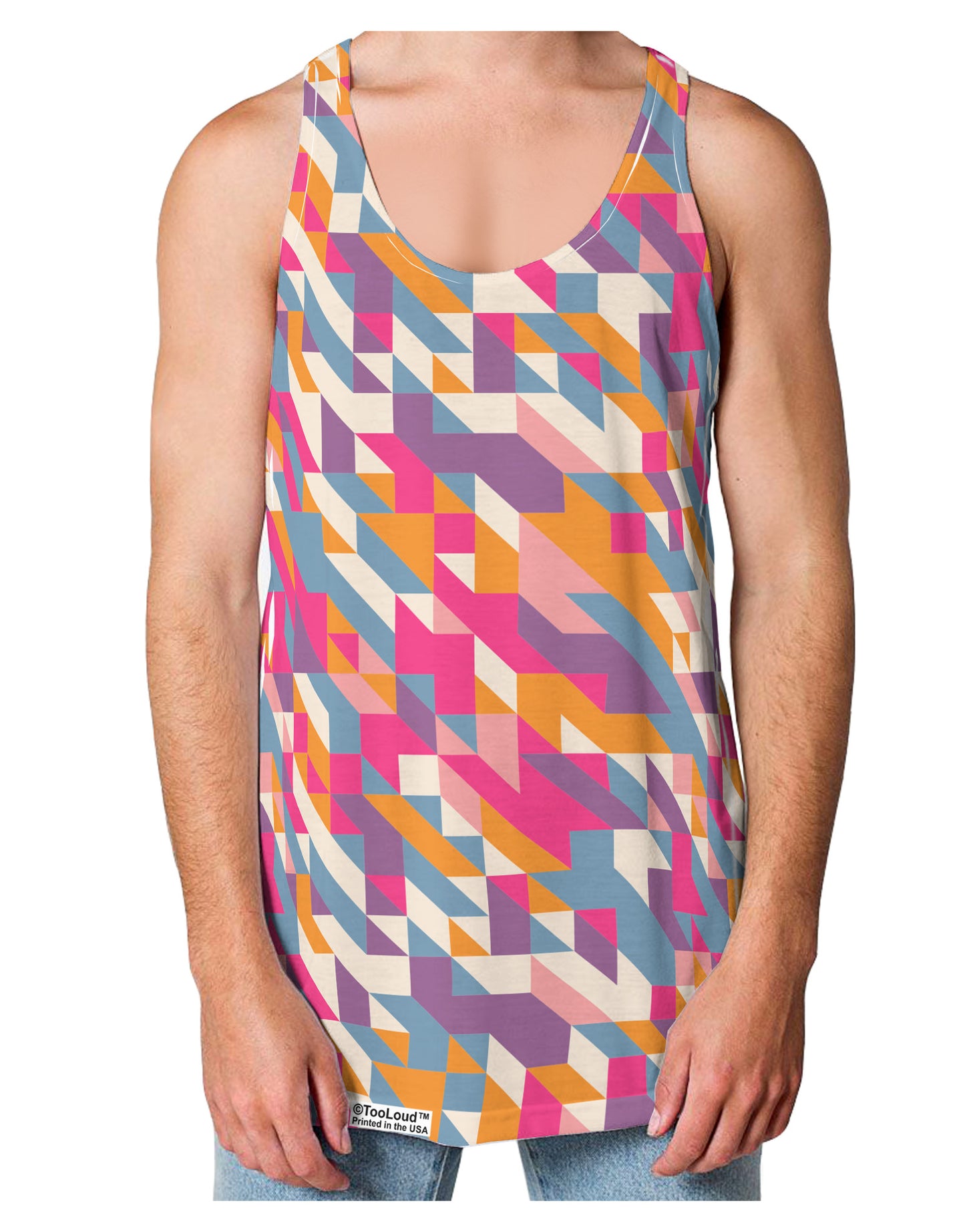 Jagged Edge Mosaic AOP Loose Tank Top Dual Sided All Over Print-Loose Tank Top-TooLoud-White-Small-Davson Sales