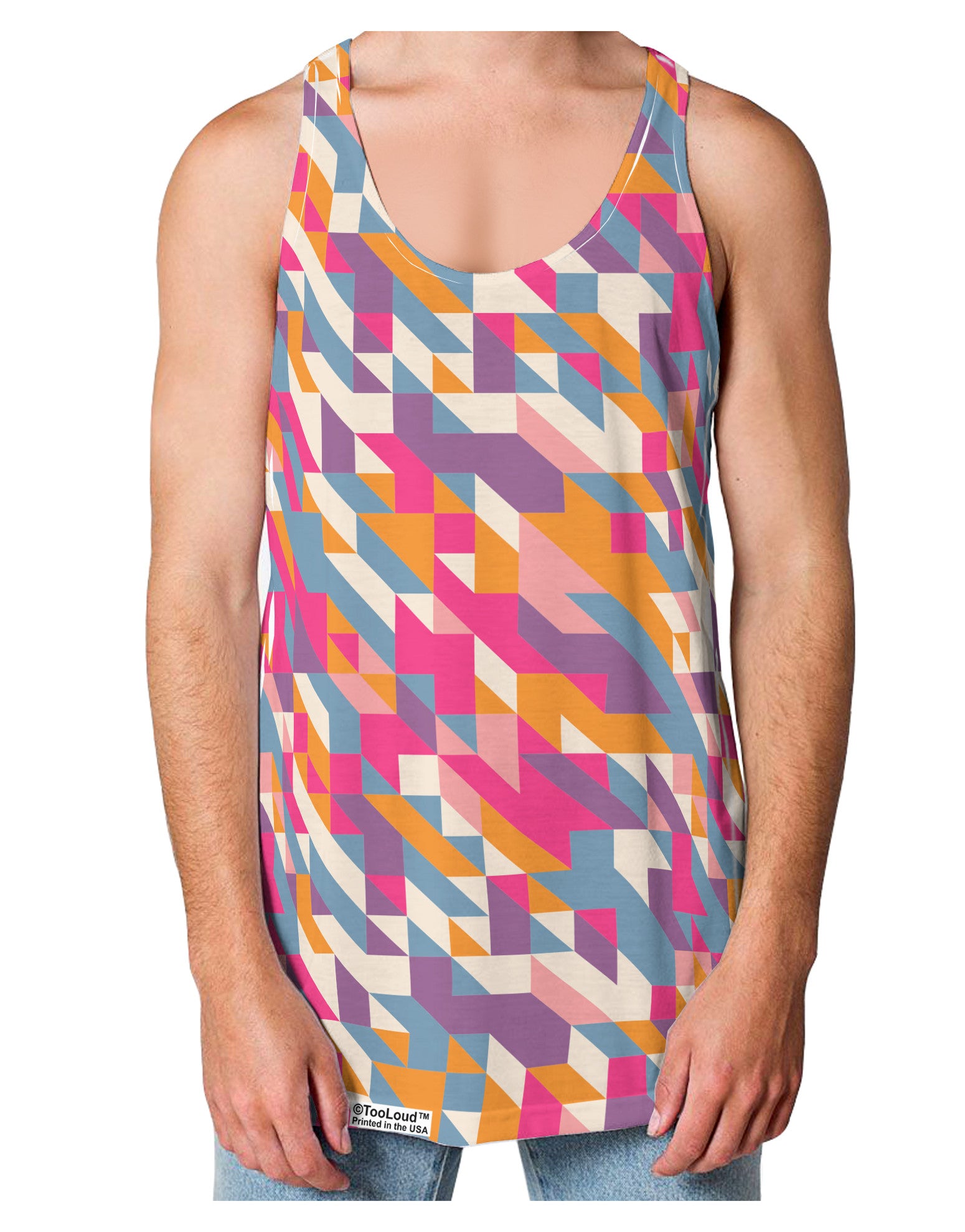 Jagged Edge Mosaic AOP Loose Tank Top Dual Sided All Over Print-Loose Tank Top-TooLoud-White-Small-Davson Sales
