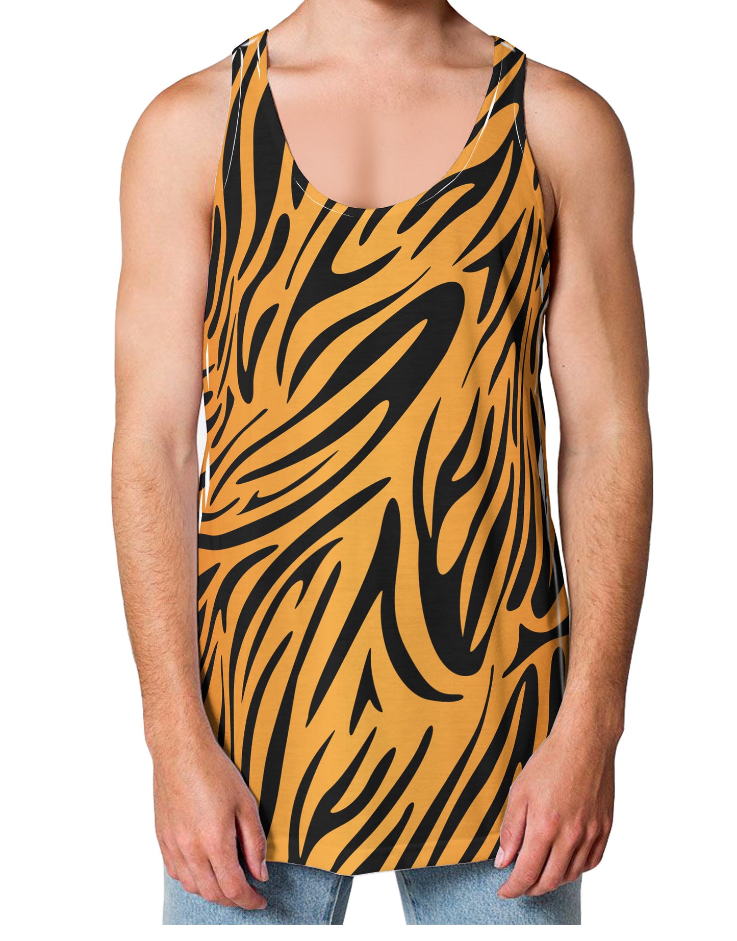 Tiger Print Loose Tank Top Dual Sided All Over Print-Loose Tank Top-TooLoud-White-Small-Davson Sales