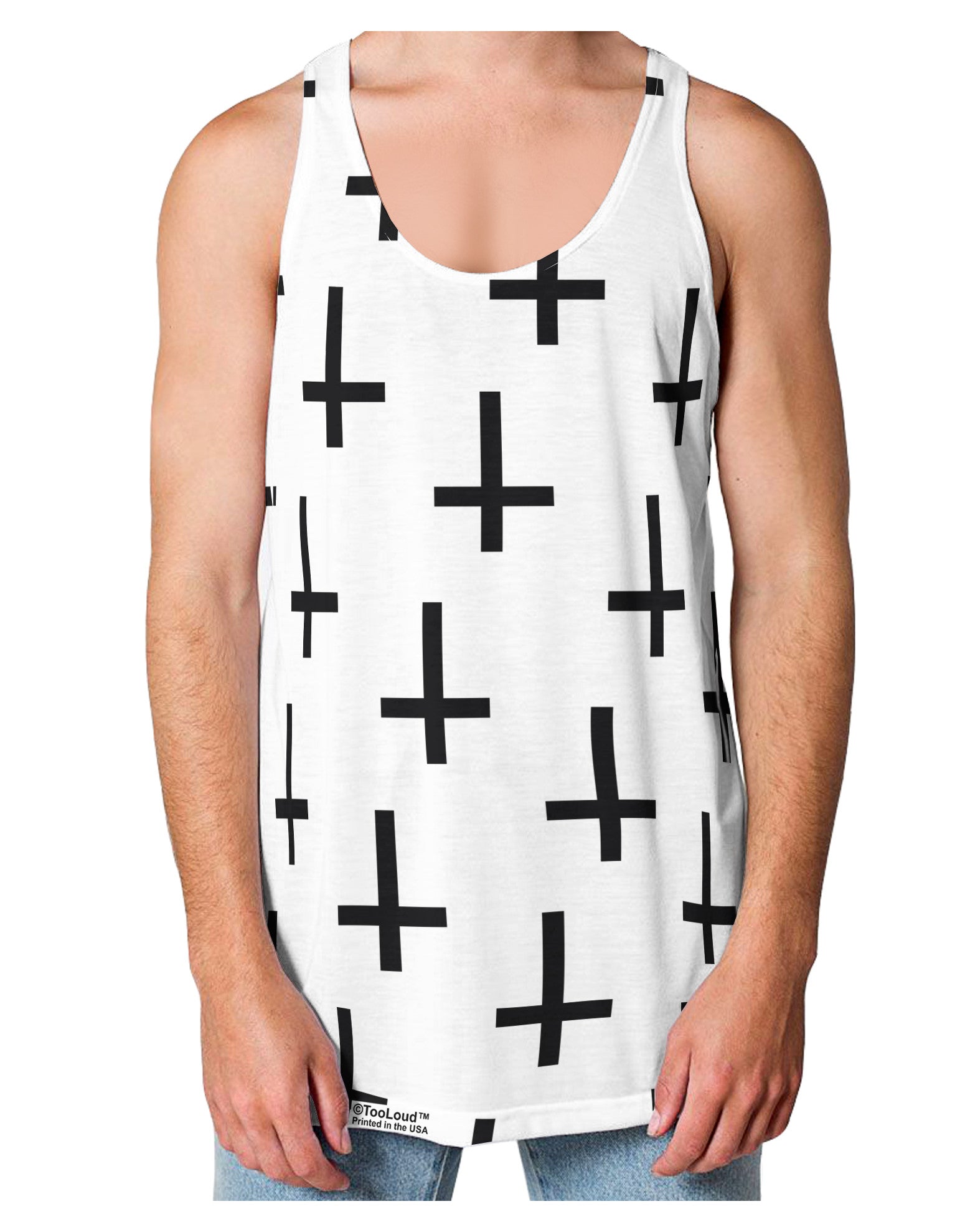 Inverted Crosses Loose Tank Top Dual Sided All Over Print-Loose Tank Top-TooLoud-White-Small-Davson Sales