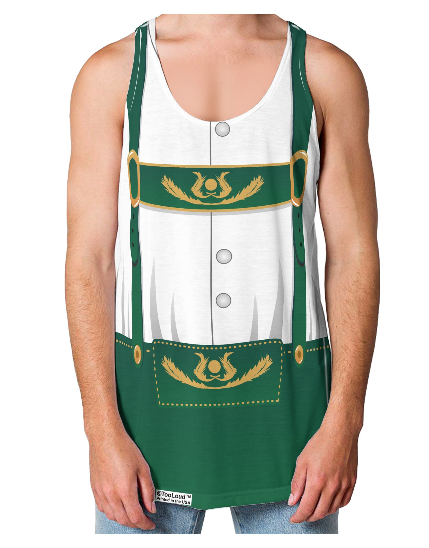 Lederhosen Costume Green Loose Tank Top Dual Sided All Over Print-Loose Tank Top-TooLoud-White-Small-Davson Sales