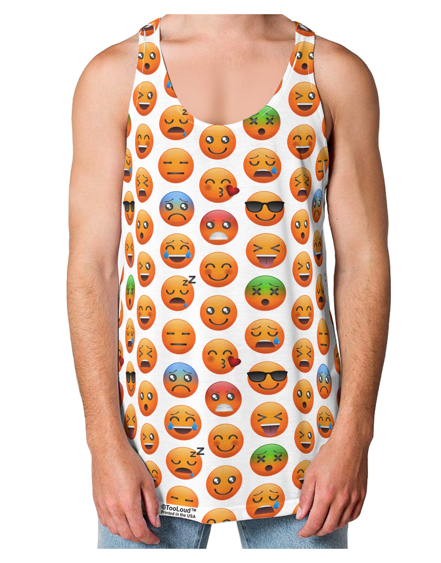 Lots Of Emojis AOP Loose Tank Top Dual Sided All Over Print-Loose Tank Top-TooLoud-White-Small-Davson Sales