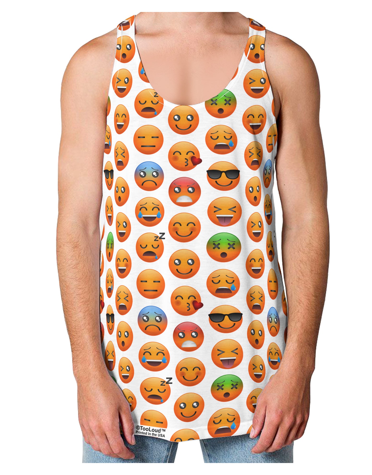 Lots Of Emojis AOP Loose Tank Top Dual Sided All Over Print-Loose Tank Top-TooLoud-White-Small-Davson Sales