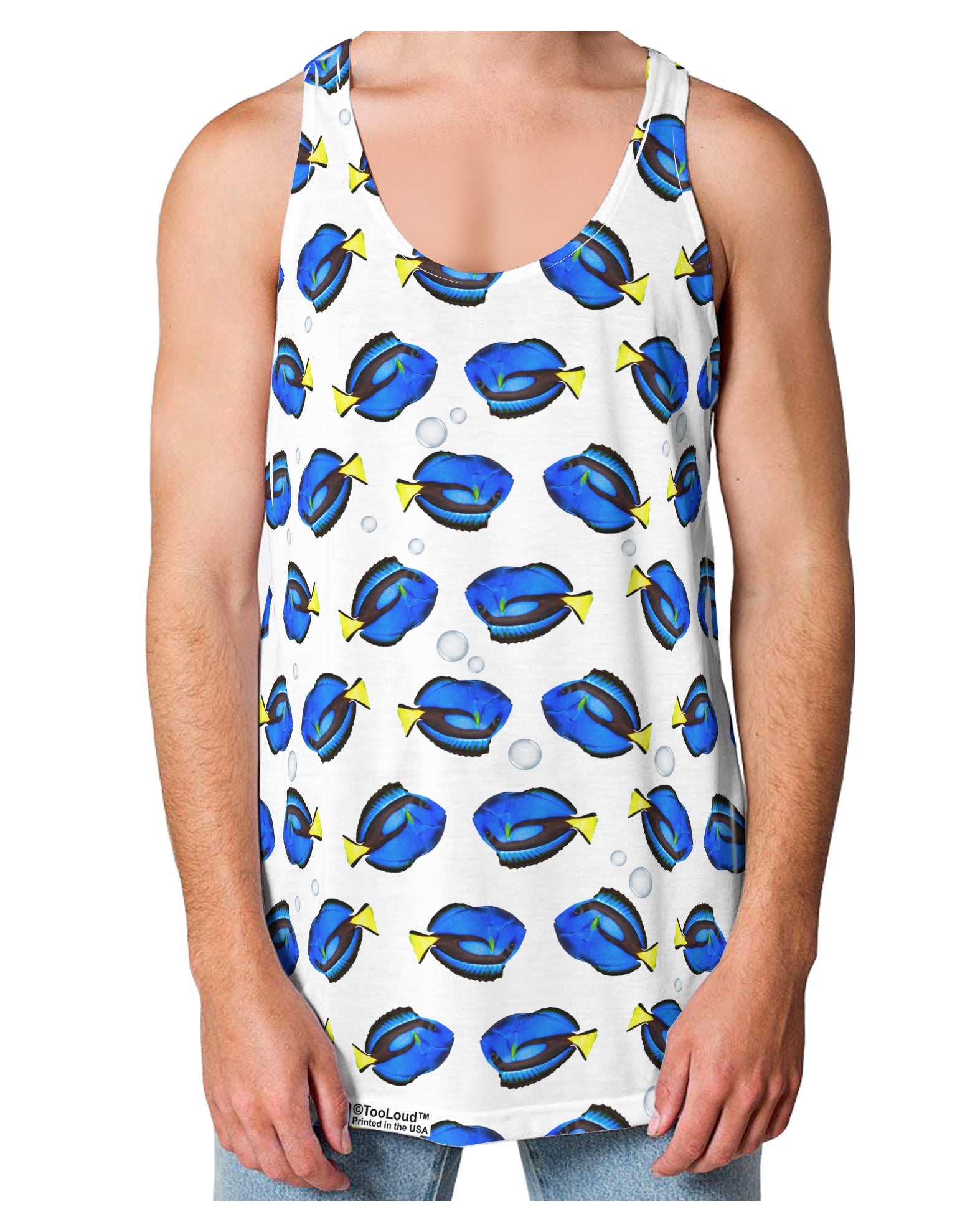 Blue Tang Fish AOP Loose Tank Top Dual Sided All Over Print-Loose Tank Top-TooLoud-White-Small-Davson Sales