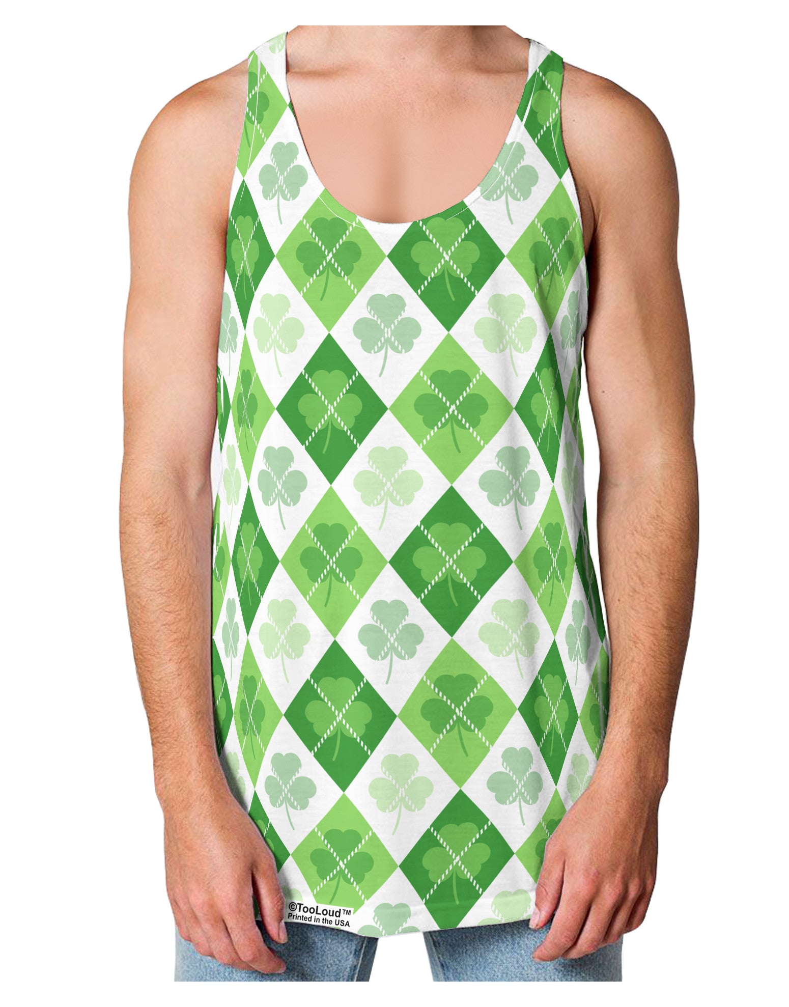 St Patrick's Day Green Shamrock Argyle Loose Tank Top Dual Sided All Over Print-Loose Tank Top-TooLoud-White-Small-Davson Sales