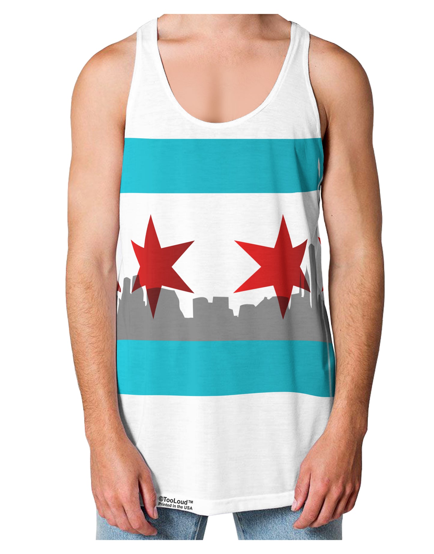Chicago Flag Skyline AOP Loose Tank Top Dual Sided All Over Print-Loose Tank Top-TooLoud-White-Small-Davson Sales