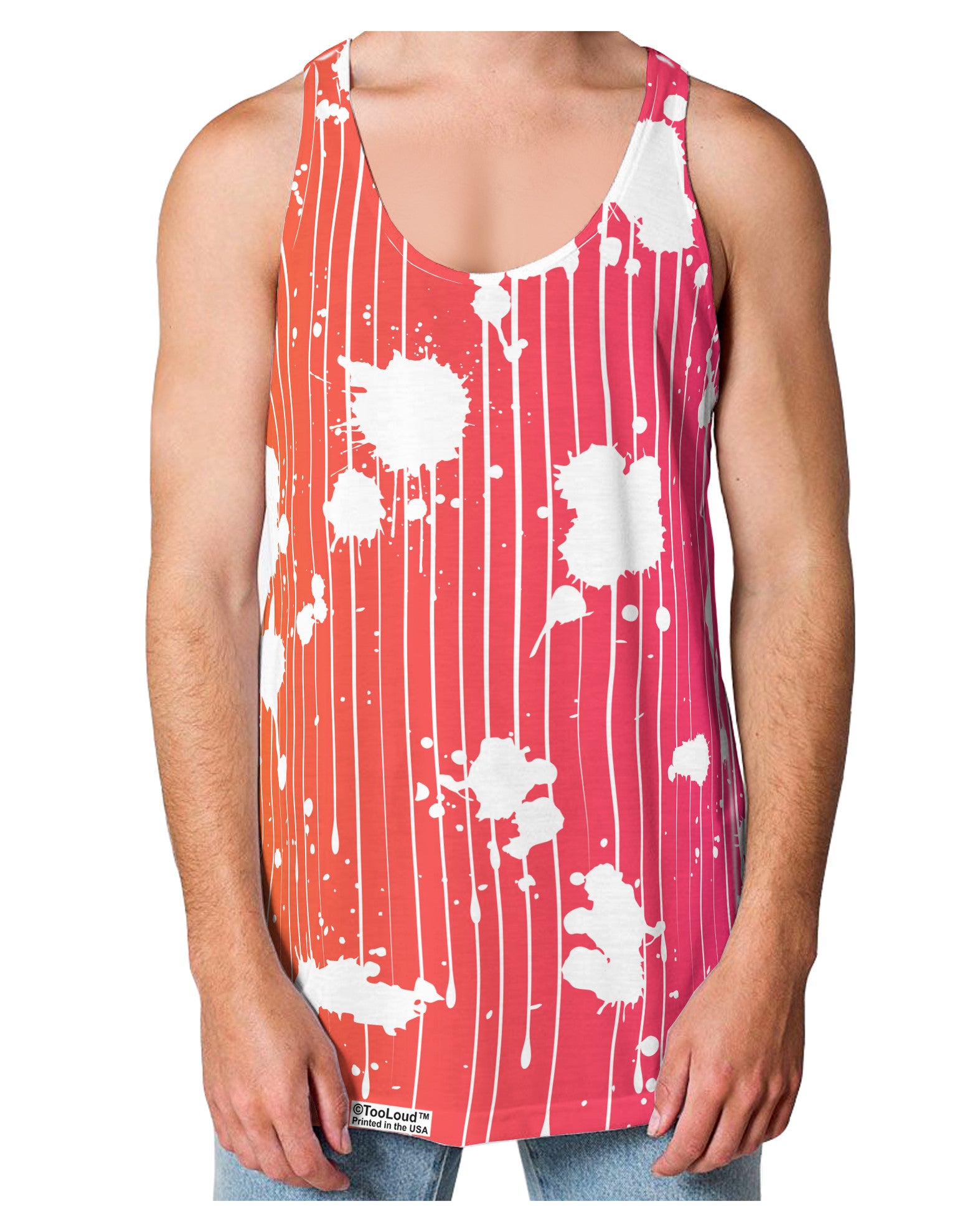 Splatter AOP - Orange Pink Loose Tank Top Dual Sided All Over Print-Loose Tank Top-TooLoud-White-Small-Davson Sales