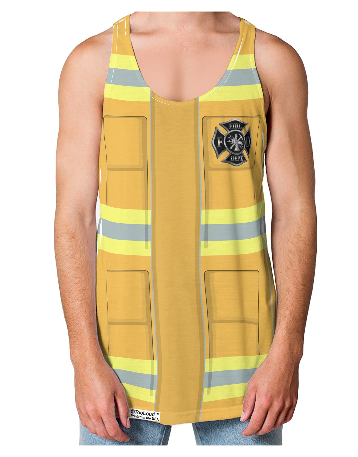 Firefighter Yellow AOP Loose Tank Top Dual Sided All Over Print-Loose Tank Top-TooLoud-White-Small-Davson Sales