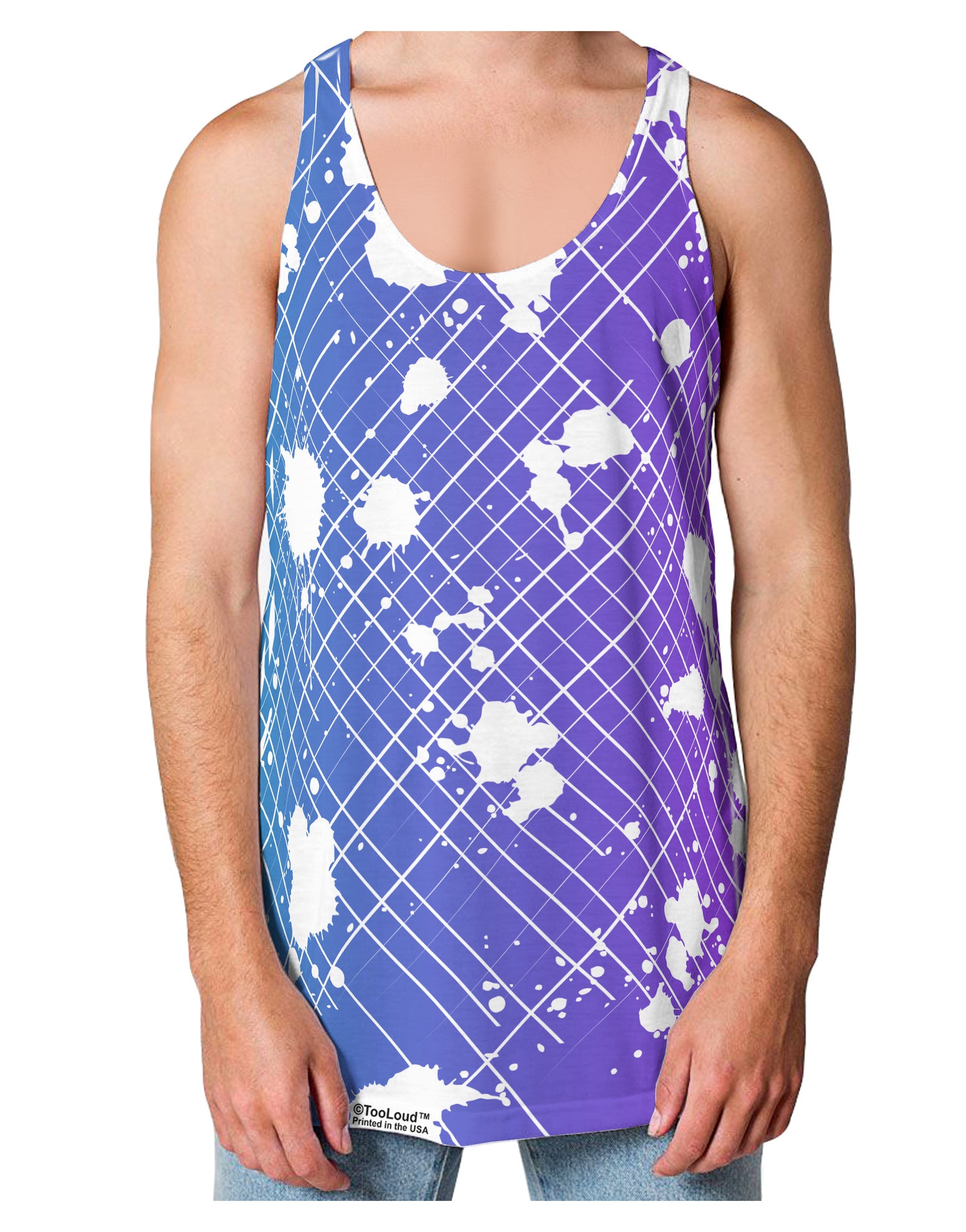 Splatter AOP - Blue Purple Loose Tank Top Dual Sided All Over Print-Loose Tank Top-TooLoud-White-Small-Davson Sales