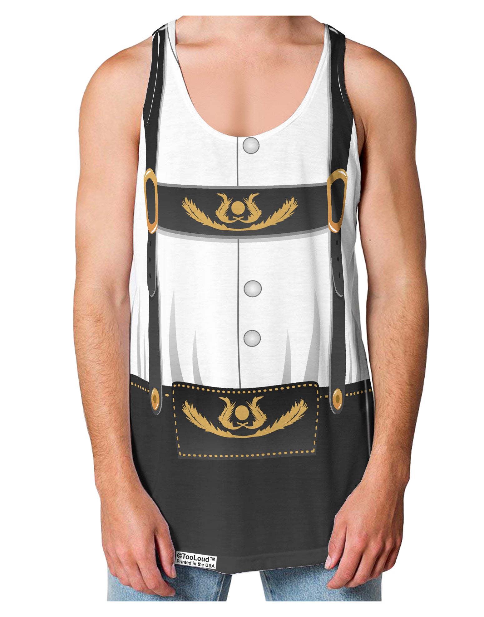 Lederhosen Costume Black Loose Tank Top Dual Sided All Over Print-Loose Tank Top-TooLoud-White-Small-Davson Sales