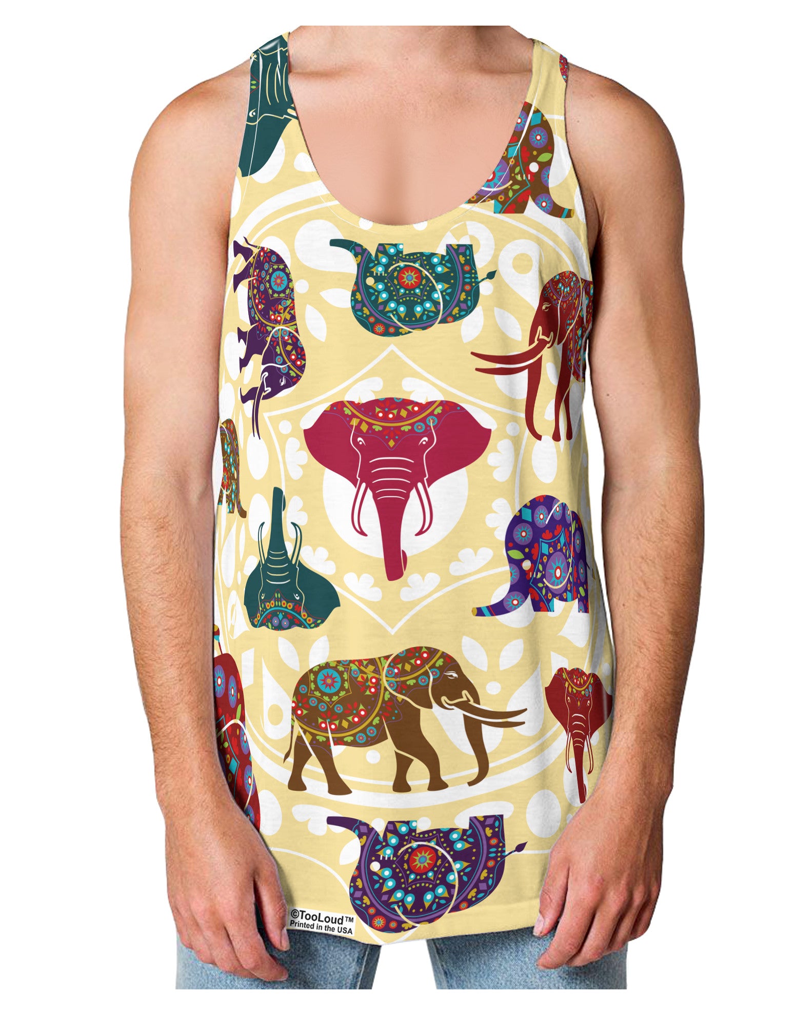 Indian Elephants AOP Loose Tank Top Dual Sided All Over Print-Loose Tank Top-TooLoud-White-Small-Davson Sales