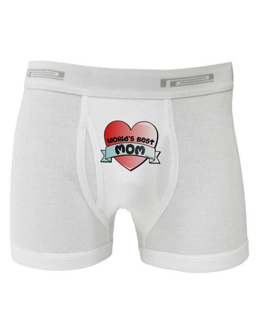 World's Best Mom - Heart Banner Design Boxer Briefs by TooLoud-Boxer Briefs-TooLoud-White-Small-Davson Sales