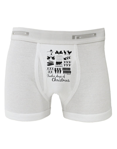 TooLoud Twelve Days of Christmas Text Boxer Briefs-Boxer Briefs-TooLoud-White-Small-Davson Sales