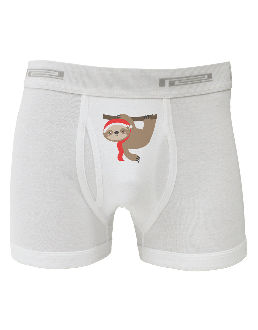 Cute Christmas Sloth with Santa Hat Boxer Briefs-Boxer Briefs-TooLoud-White-Small-Davson Sales