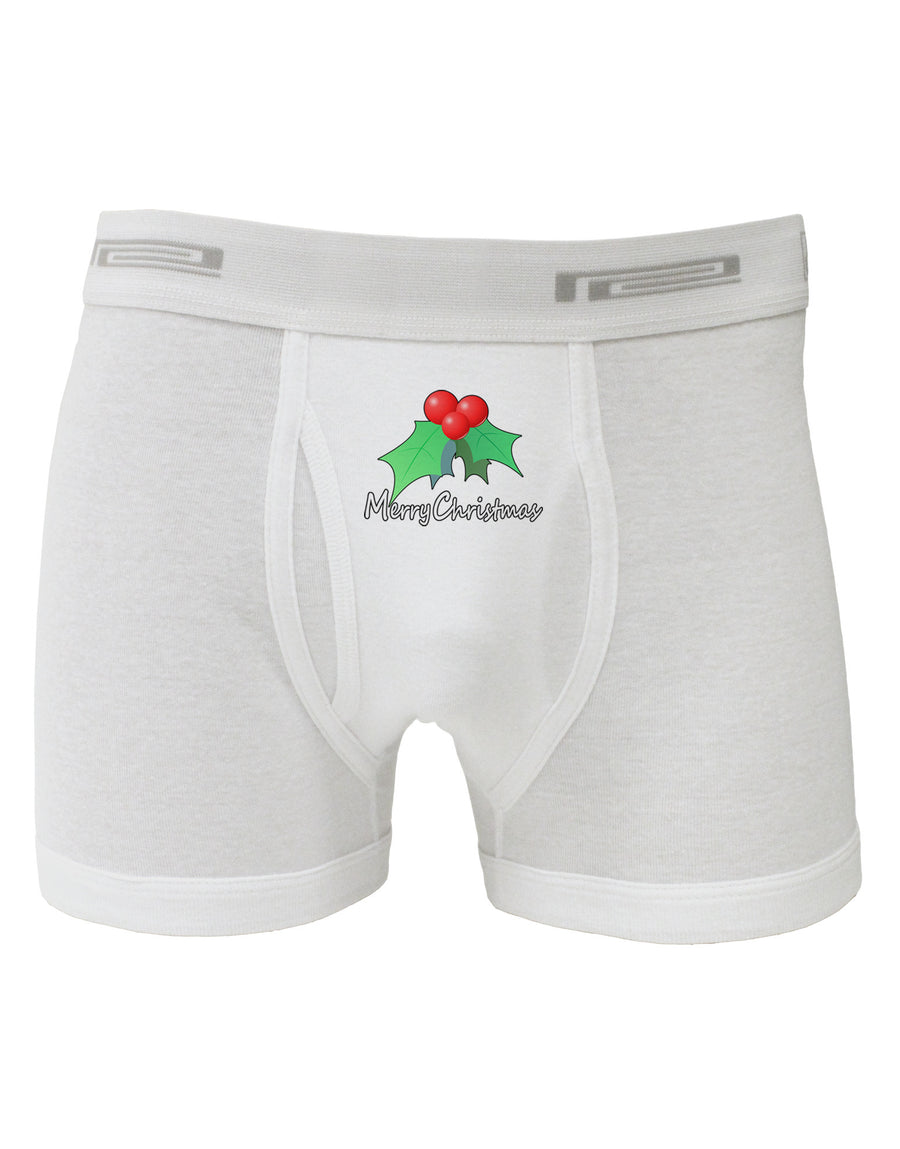 holly Merry Christmas Text Boxer Briefs-Boxer Briefs-TooLoud-White-Small-Davson Sales