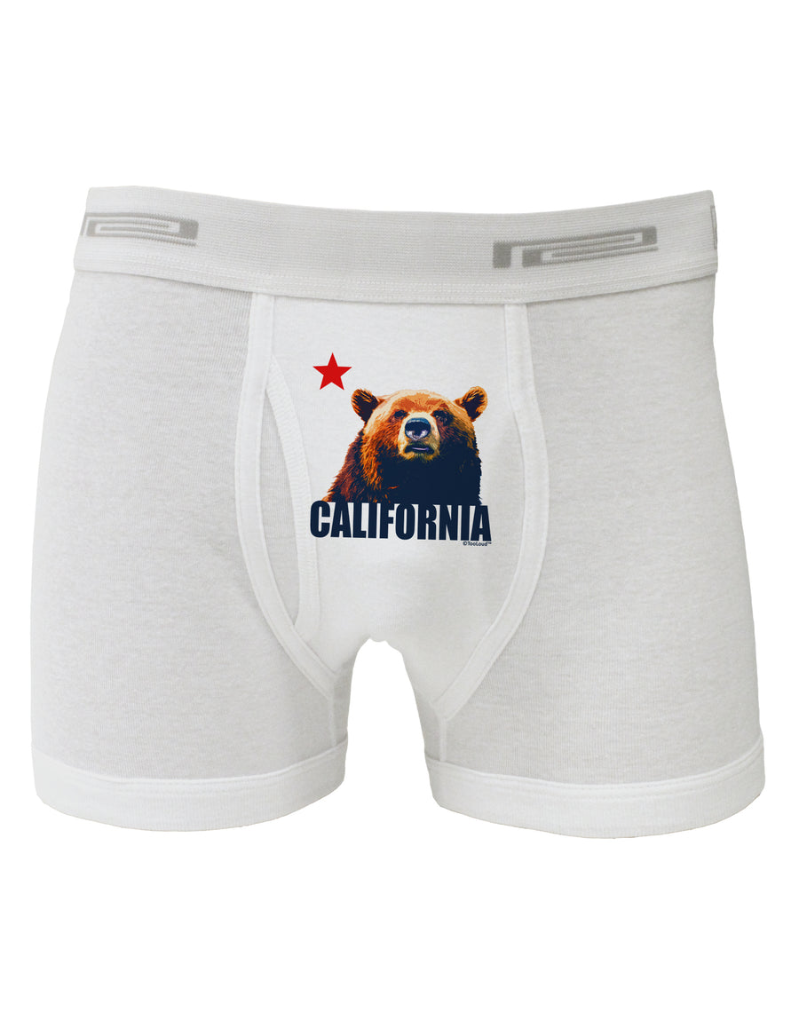 California Republic Design - Grizzly Bear and Star Boxer Briefs by TooLoud-Boxer Briefs-TooLoud-White-Small-Davson Sales