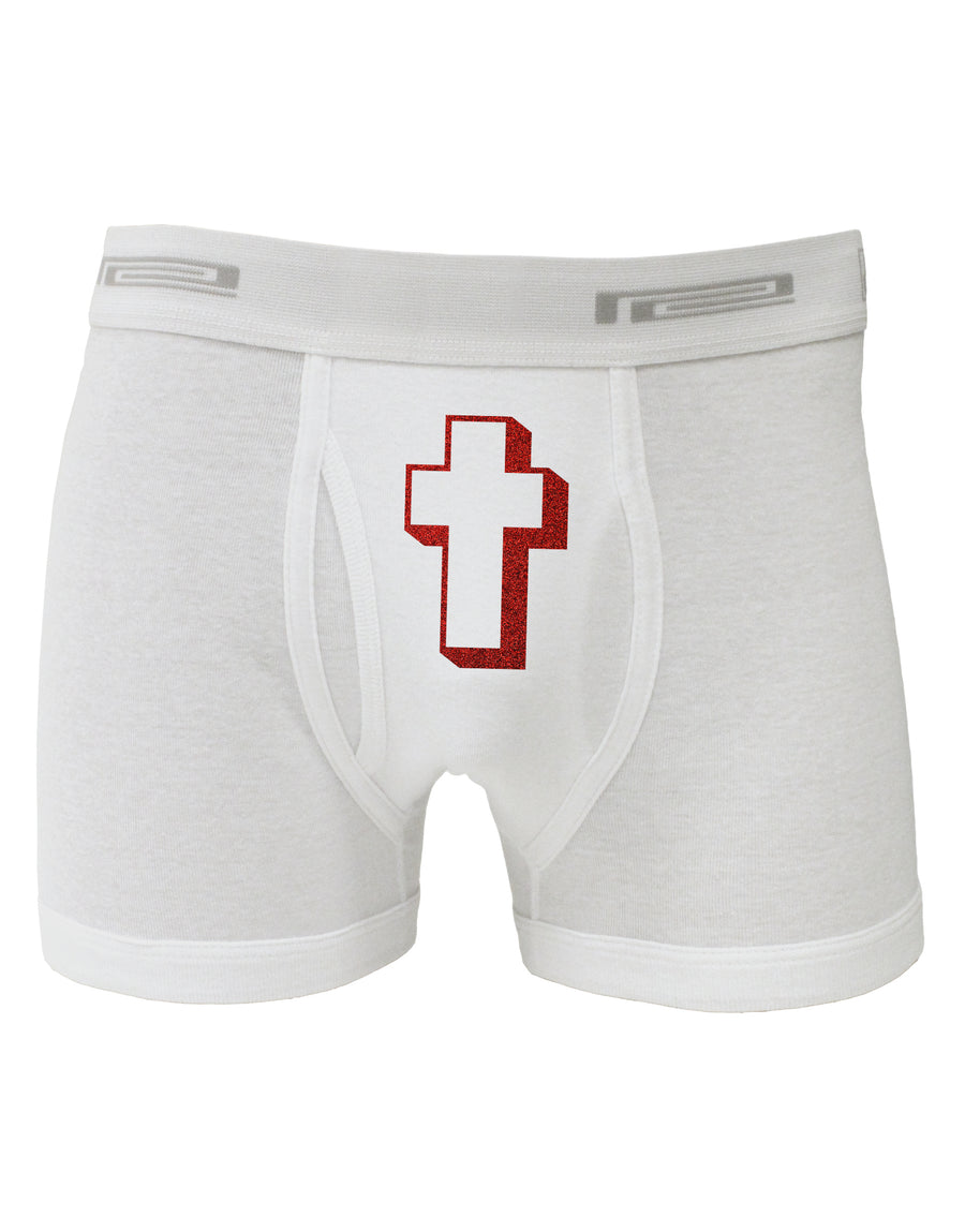 Simple Cross Design Glitter - Red Boxer Briefs by TooLoud-Boxer Briefs-TooLoud-White-Small-Davson Sales