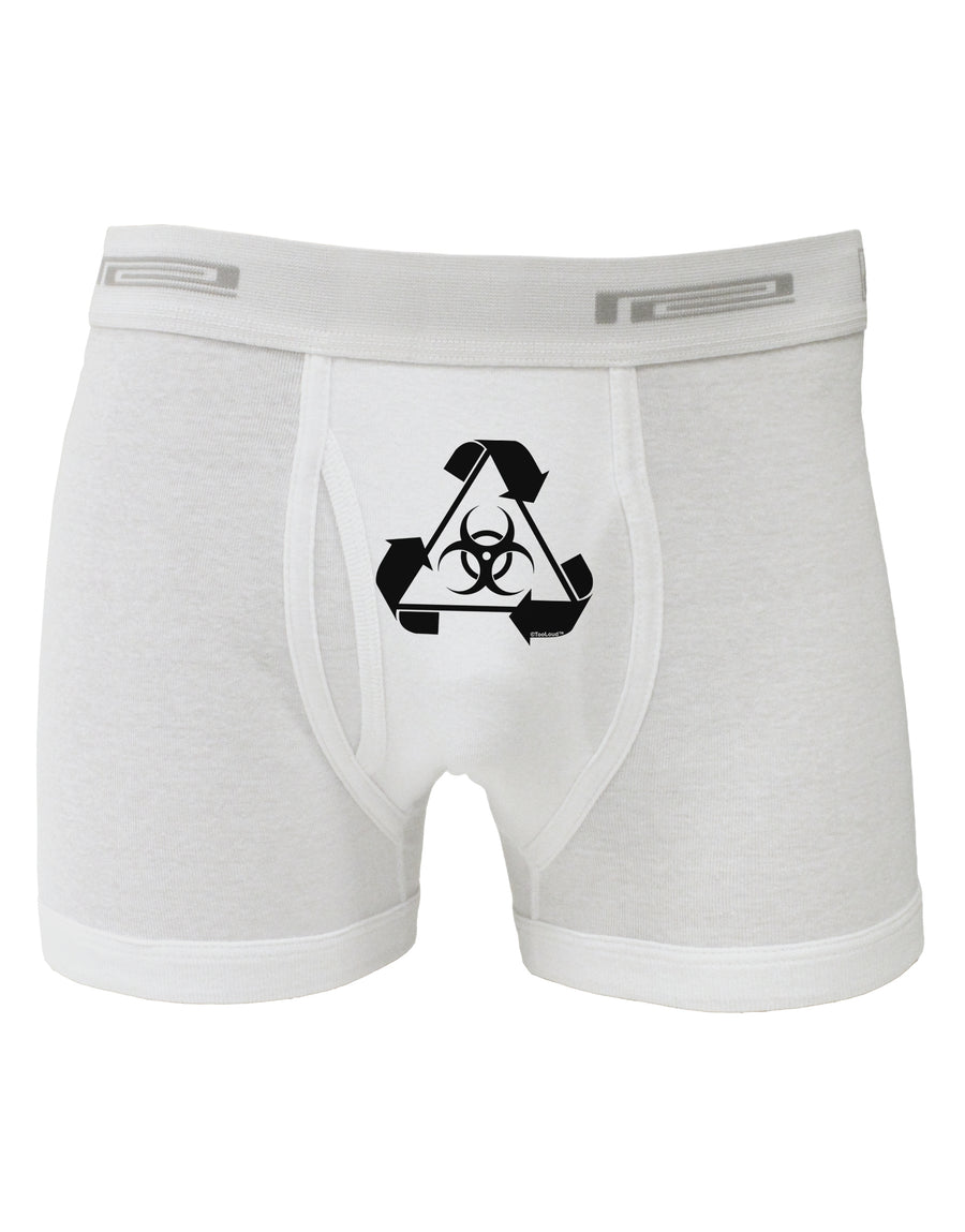 Recycle Biohazard Sign Black and White Boxer Briefs by TooLoud-Boxer Briefs-TooLoud-White-Small-Davson Sales