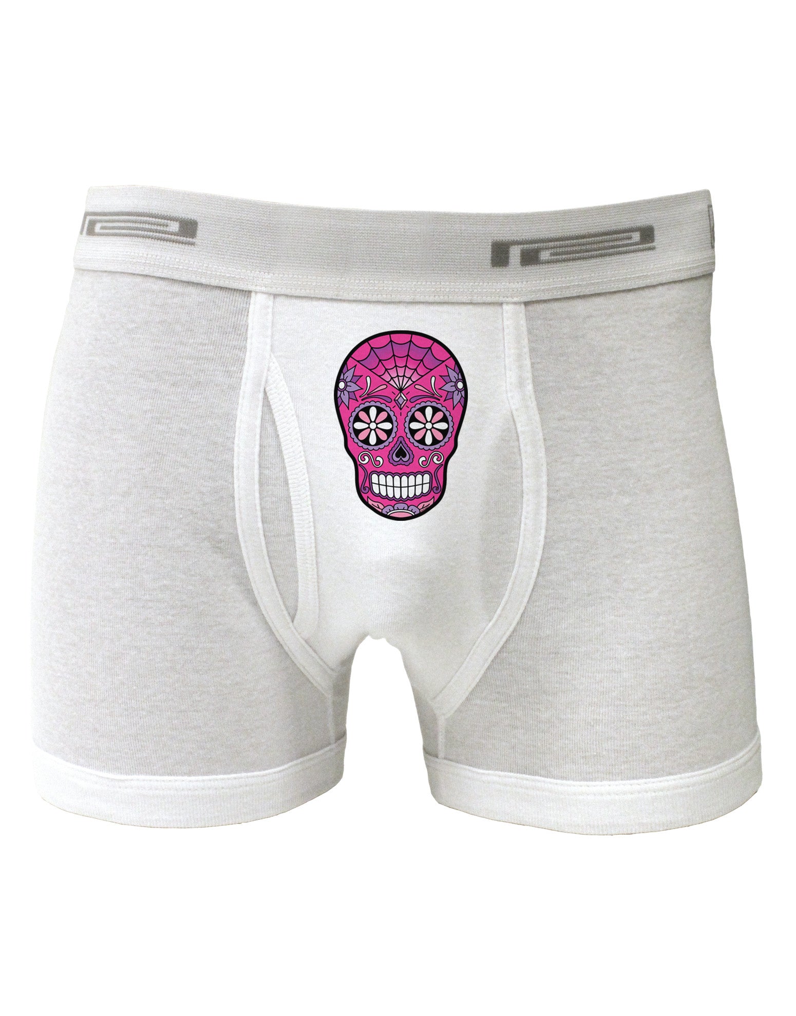 Version 4 Pink Day of the Dead Calavera Boxer Briefs-Boxer Briefs-TooLoud-White-Small-Davson Sales