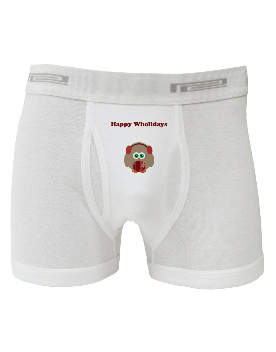 Happy Wholidays Winter Owl With Earmuffs Boxer Briefs-Boxer Briefs-TooLoud-White-Small-Davson Sales