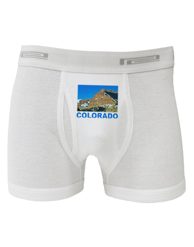 Colorado Snowy Mountains Text Boxer Briefs-Boxer Briefs-TooLoud-White-Small-Davson Sales