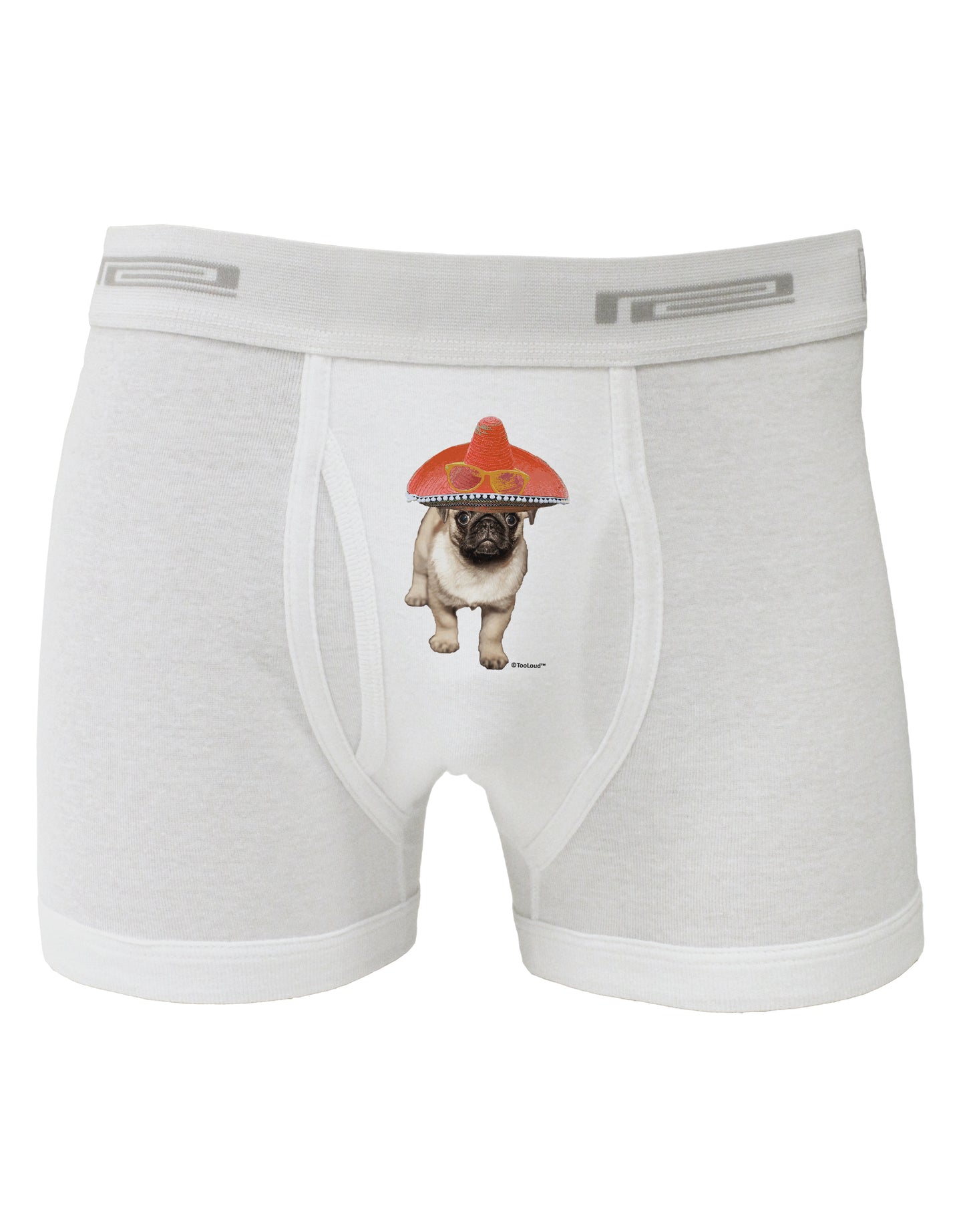 Pug Dog with Pink Sombrero Boxer Briefs by TooLoud-Boxer Briefs-TooLoud-White-Small-Davson Sales