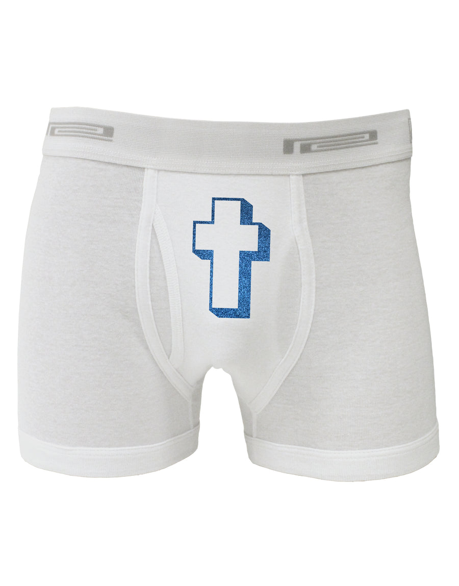 Simple Cross Design Glitter - Blue Boxer Briefs by TooLoud-Boxer Briefs-TooLoud-White-Small-Davson Sales