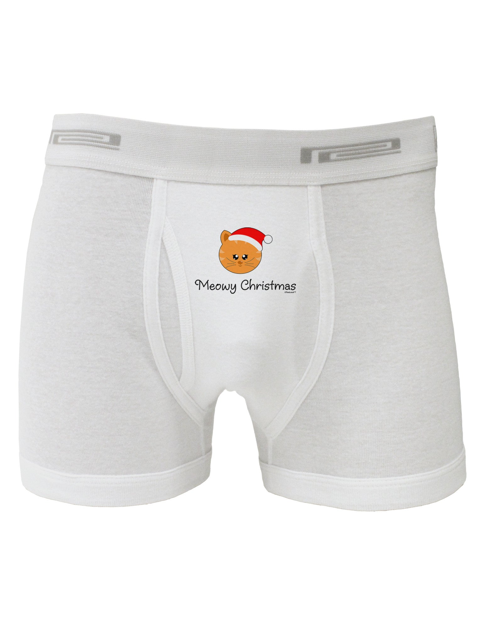 Meowy Christmas Cute Cat Santa Hat Boxer Briefs-Boxer Briefs-TooLoud-White-Small-Davson Sales