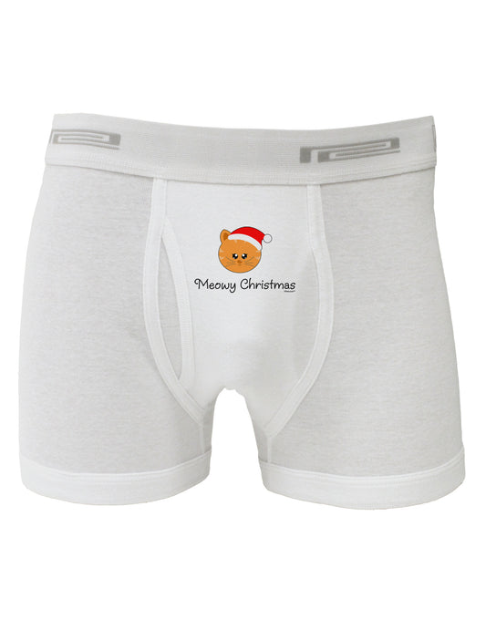 Meowy Christmas Cute Cat Santa Hat Boxer Briefs-Boxer Briefs-TooLoud-White-Small-Davson Sales
