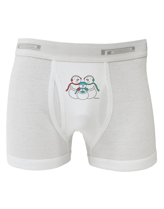 Cute Snowman Family with Boy Boxer Briefs by TooLoud-Boxer Briefs-TooLoud-White-Small-Davson Sales