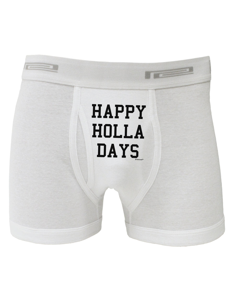 Happy Holla Days Text Boxer Briefs by TooLoud-Boxer Briefs-TooLoud-White-Small-Davson Sales