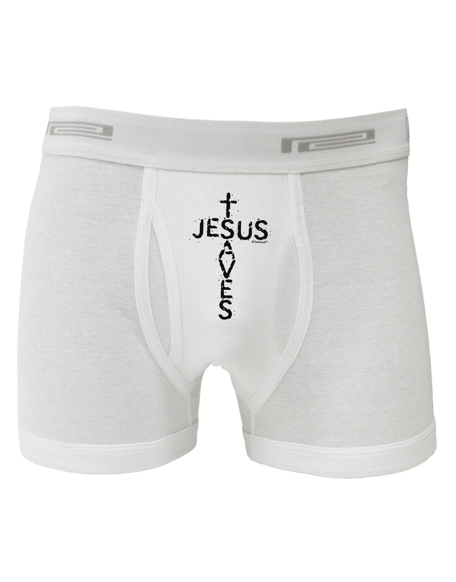 Jesus Saves - Cross Shape Design Boxer Briefs by TooLoud-Boxer Briefs-TooLoud-White-Small-Davson Sales