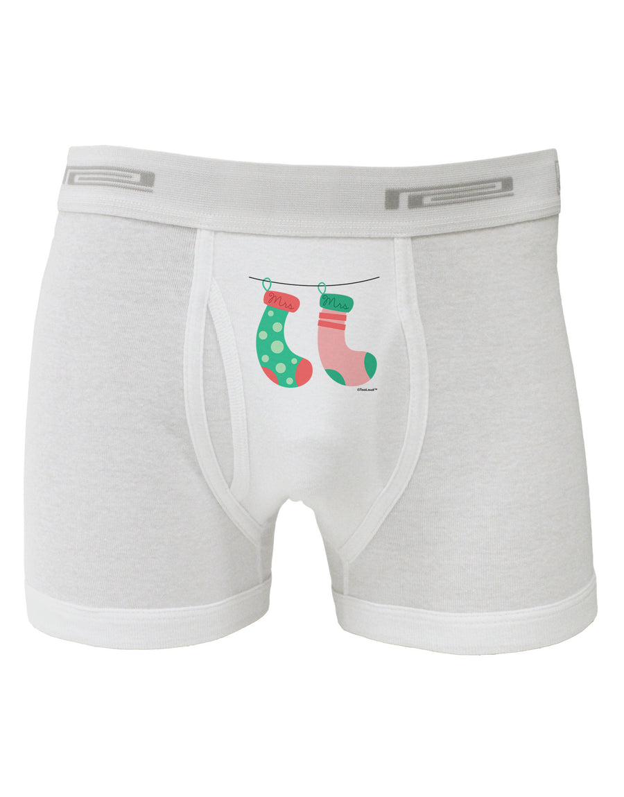 Cute Mrs and Mrs Christmas Couple Stockings Boxer Briefs by TooLoud-Boxer Briefs-TooLoud-White-Small-Davson Sales