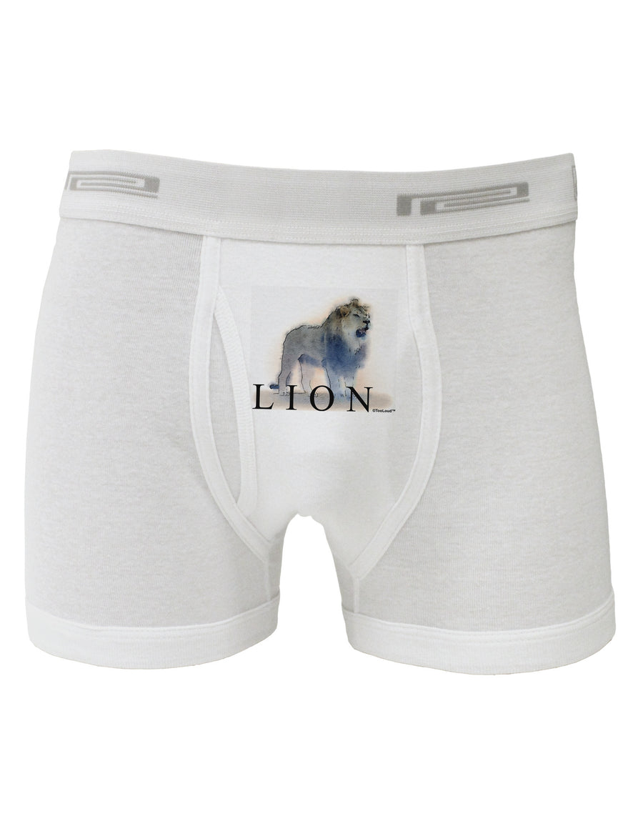 Lion Watercolor B Text Boxer Briefs-Boxer Briefs-TooLoud-White-Small-Davson Sales