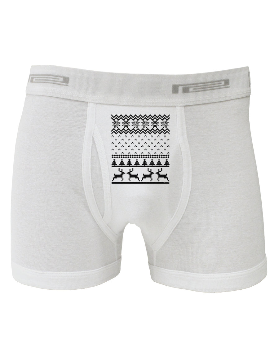 Ugly Christmas Sweater Snowflake Reindeer Pattern Boxer Briefs-Boxer Briefs-TooLoud-White-Small-Davson Sales