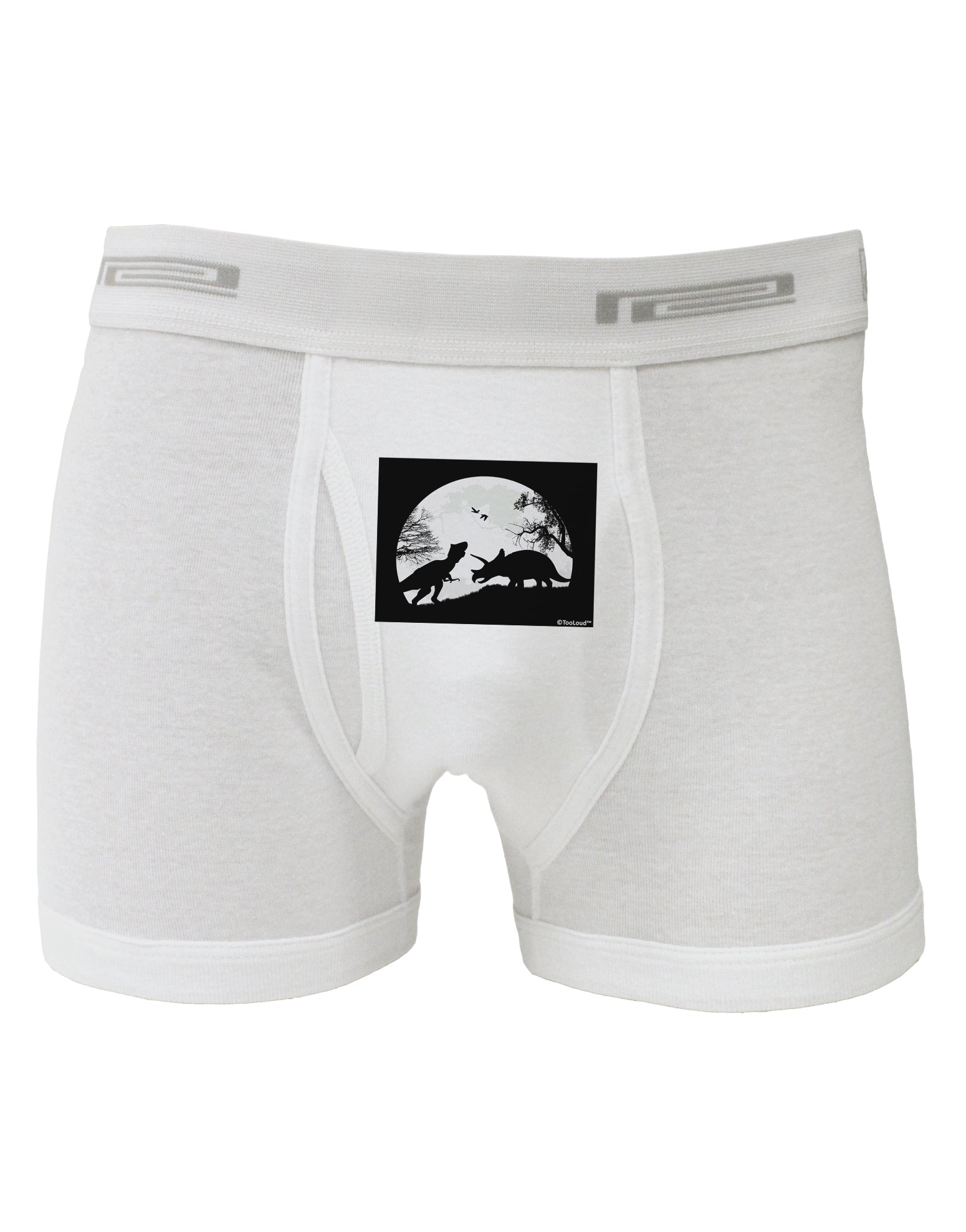 T-Rex and Triceratops Silhouettes Design Boxer Briefs by TooLoud-Boxer Briefs-TooLoud-White-Small-Davson Sales