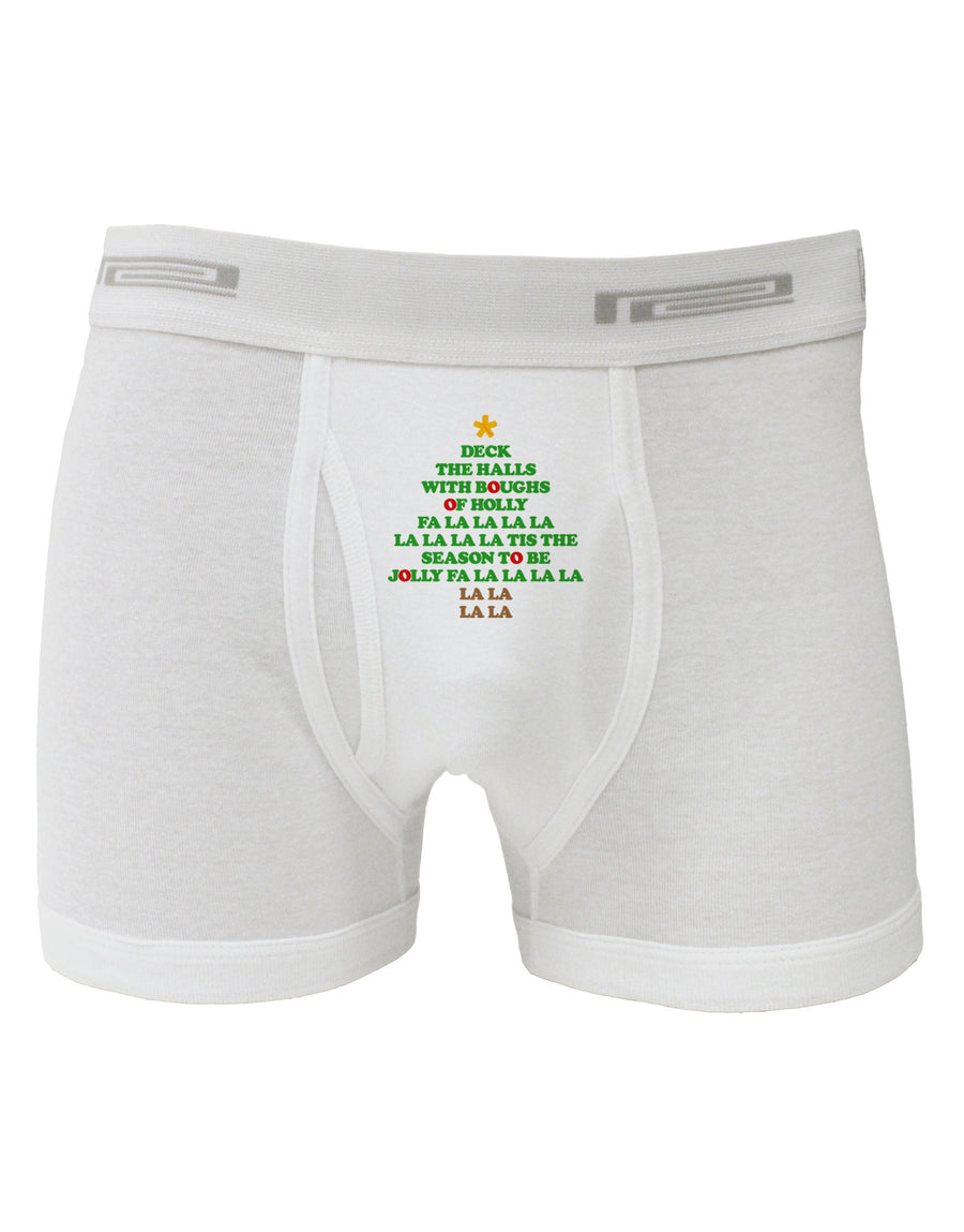 Deck the Halls Lyrics Christmas Tree Boxer Briefs-Boxer Briefs-TooLoud-White-Small-Davson Sales