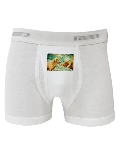 Two Bighorn Rams Watercolor Boxer Briefs-Boxer Briefs-TooLoud-White-Small-Davson Sales