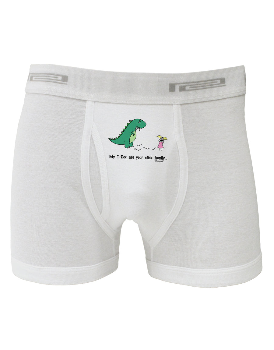 My T-Rex Ate Your Stick Family - Color Boxer Briefs by TooLoud-Boxer Briefs-TooLoud-White-Small-Davson Sales