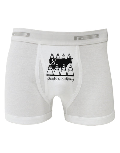 Eight Maids A Milking Text Boxer Briefs-Boxer Briefs-TooLoud-White-Small-Davson Sales