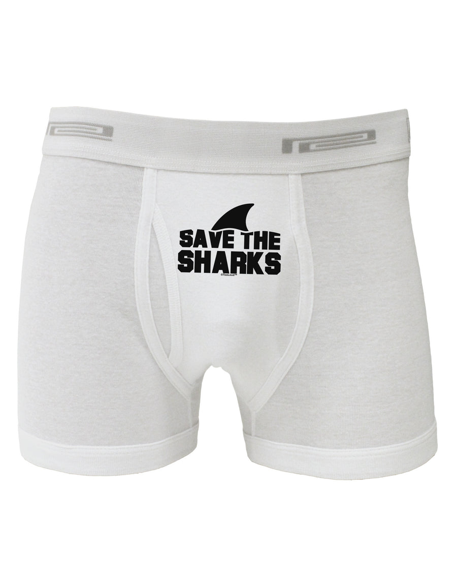 Save The Sharks - Fin Boxer Briefs-Boxer Briefs-TooLoud-White-Small-Davson Sales