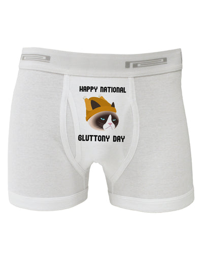 Gluttony Day Disgruntled Cat Boxer Briefs by-Boxer Briefs-TooLoud-White-Small-Davson Sales