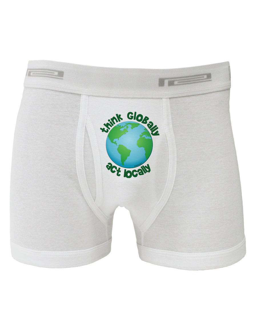 Think Globally Act Locally - Globe Boxer Briefs-Boxer Briefs-TooLoud-White-Small-Davson Sales