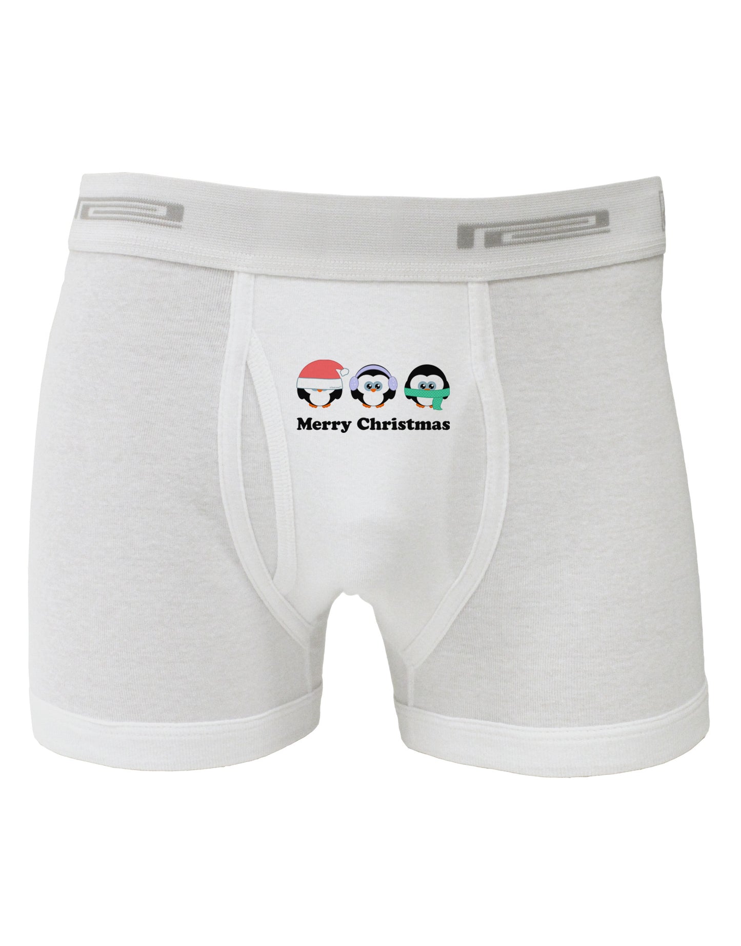 Merry Christmas Penguins See Hear Speak No Evil Boxer Briefs-Boxer Briefs-TooLoud-White-Small-Davson Sales