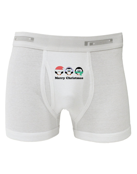 Merry Christmas Penguins See Hear Speak No Evil Boxer Briefs-Boxer Briefs-TooLoud-White-Small-Davson Sales